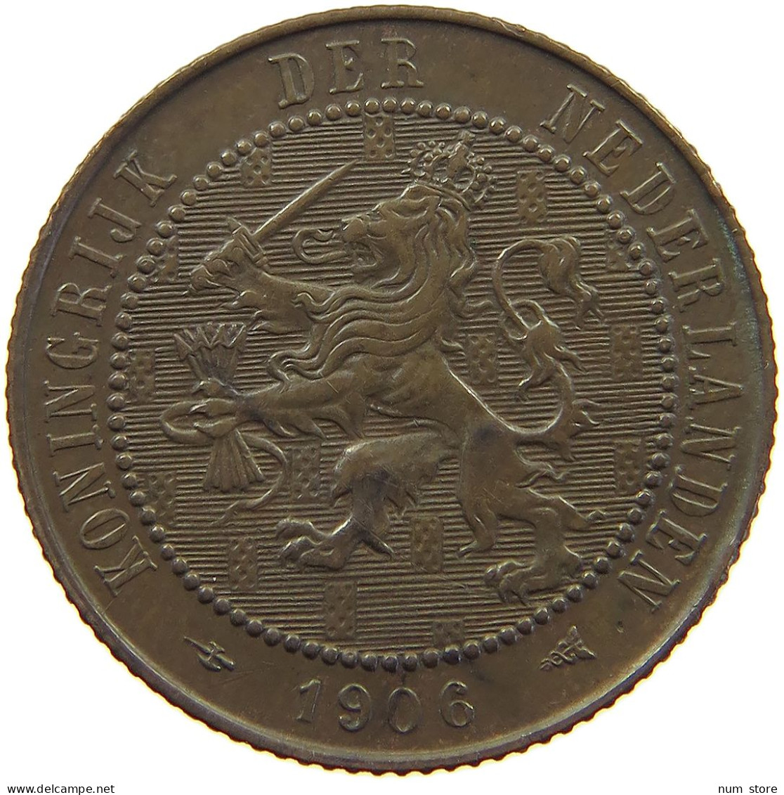 NETHERLANDS 2 1/2 CENTS 1906 Wilhelmina 1890-1948 #c054 0193 - 2.5 Centavos