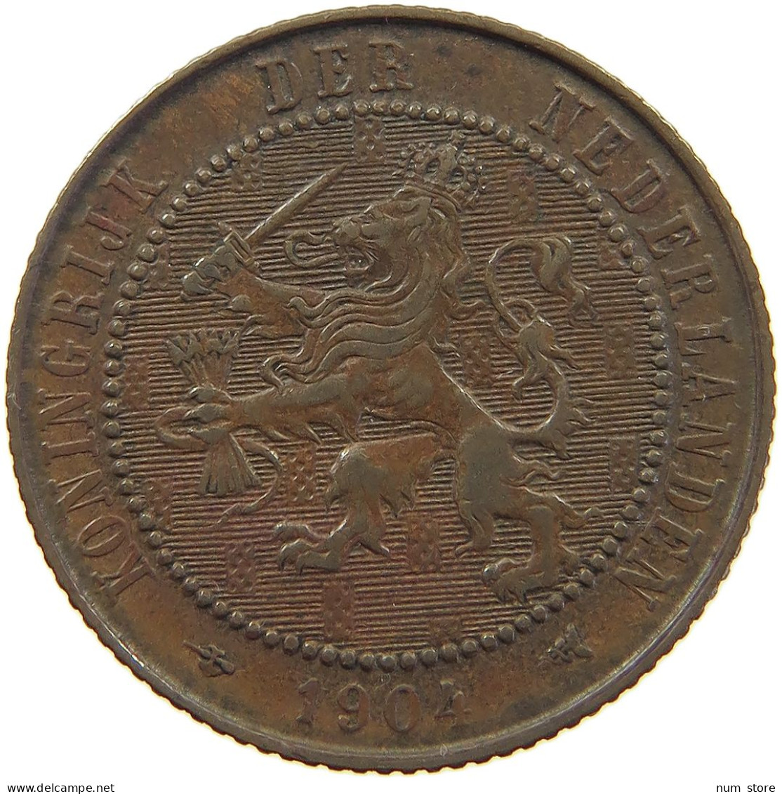 NETHERLANDS 2 1/2 CENTS 1904 Wilhelmina 1890-1948 #c080 0503 - 2.5 Cent