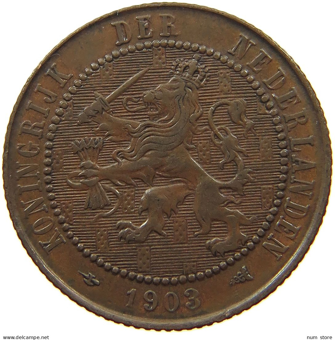 NETHERLANDS 2 1/2 CENTS 1903 Wilhelmina 1890-1948 #s077 0607 - 2.5 Cent