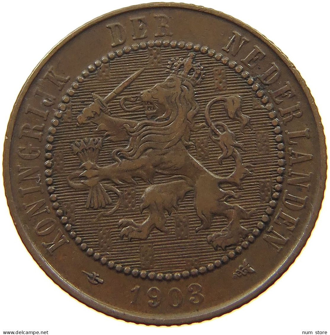 NETHERLANDS 2 1/2 CENTS 1903 Wilhelmina 1890-1948 #a011 0563 - 2.5 Cent
