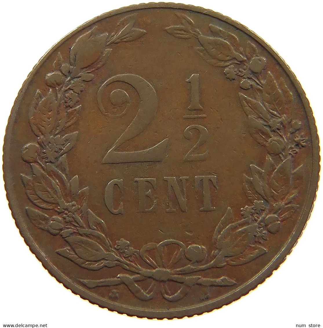 NETHERLANDS 2 1/2 CENTS 1903 Wilhelmina 1890-1948 #a062 0557 - 2.5 Centavos