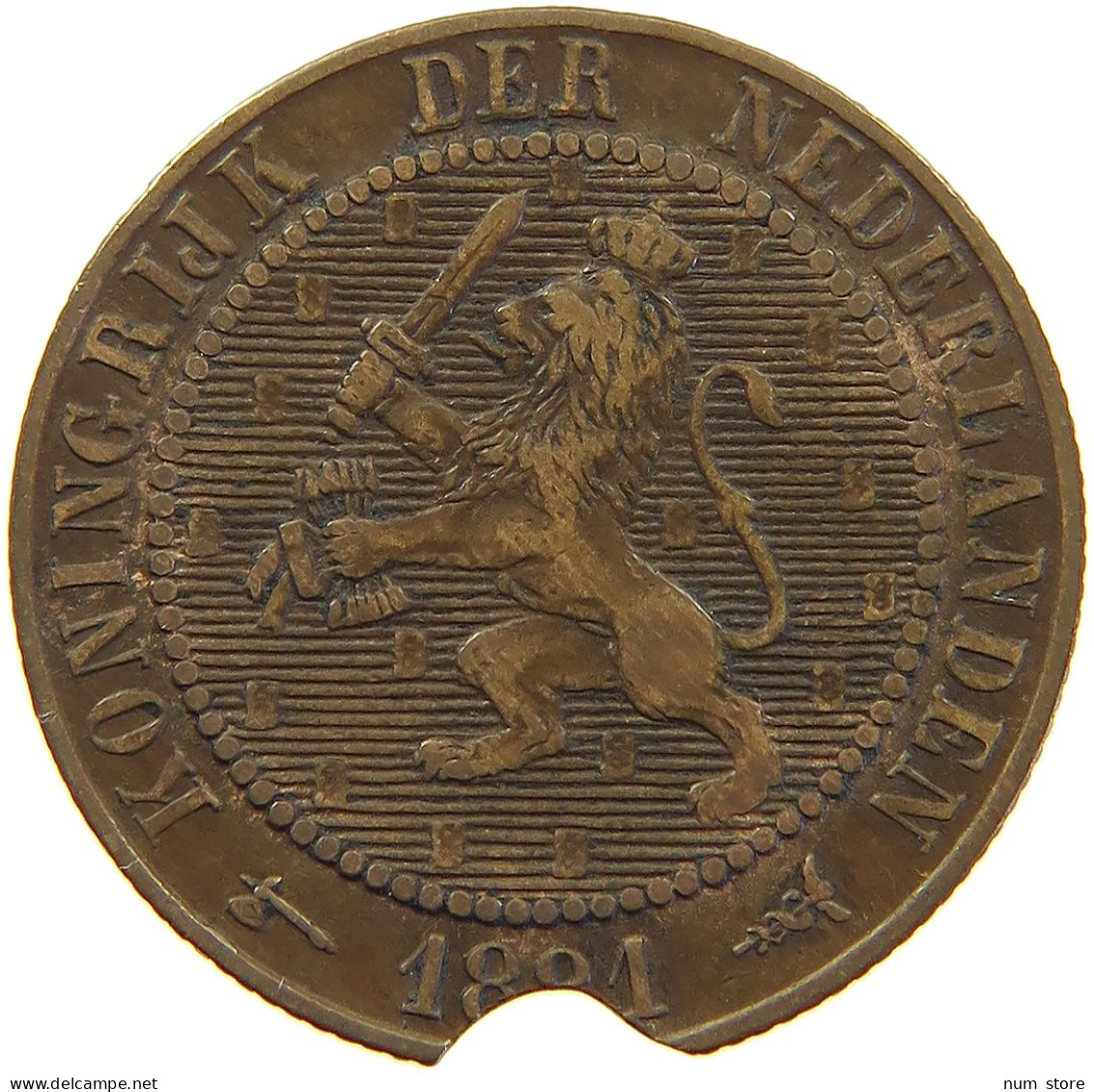 NETHERLANDS 2 1/2 CENTS 1891 Wilhelmina 1890-1948 #c063 0567 - 2.5 Cent