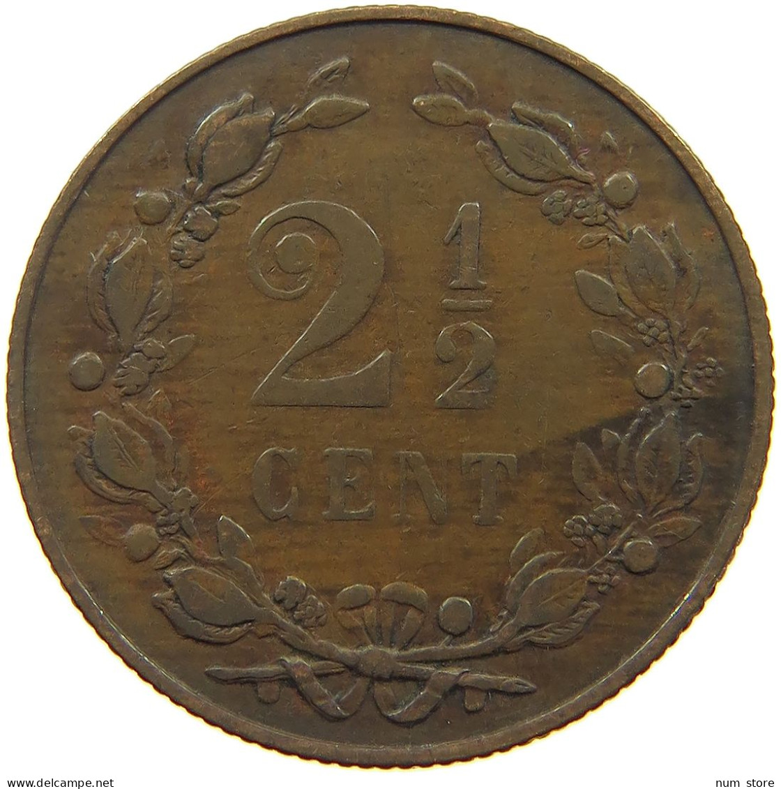 NETHERLANDS 2 1/2 CENTS 1898 Wilhelmina 1890-1948 #a085 0097 - 2.5 Cent