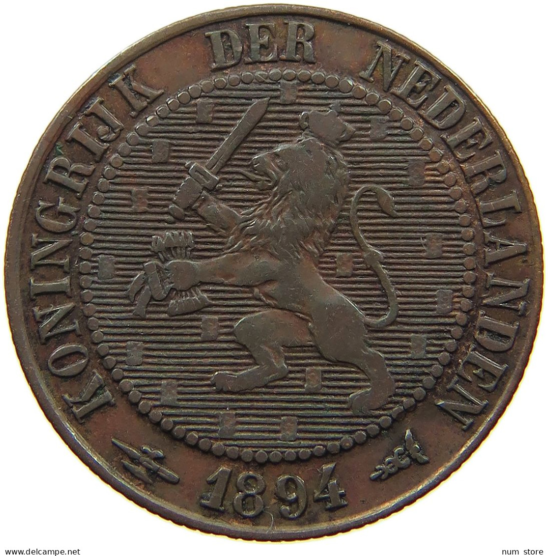 NETHERLANDS 2 1/2 CENTS 1894 Wilhelmina 1890-1948 #a095 0329 - 2.5 Cent