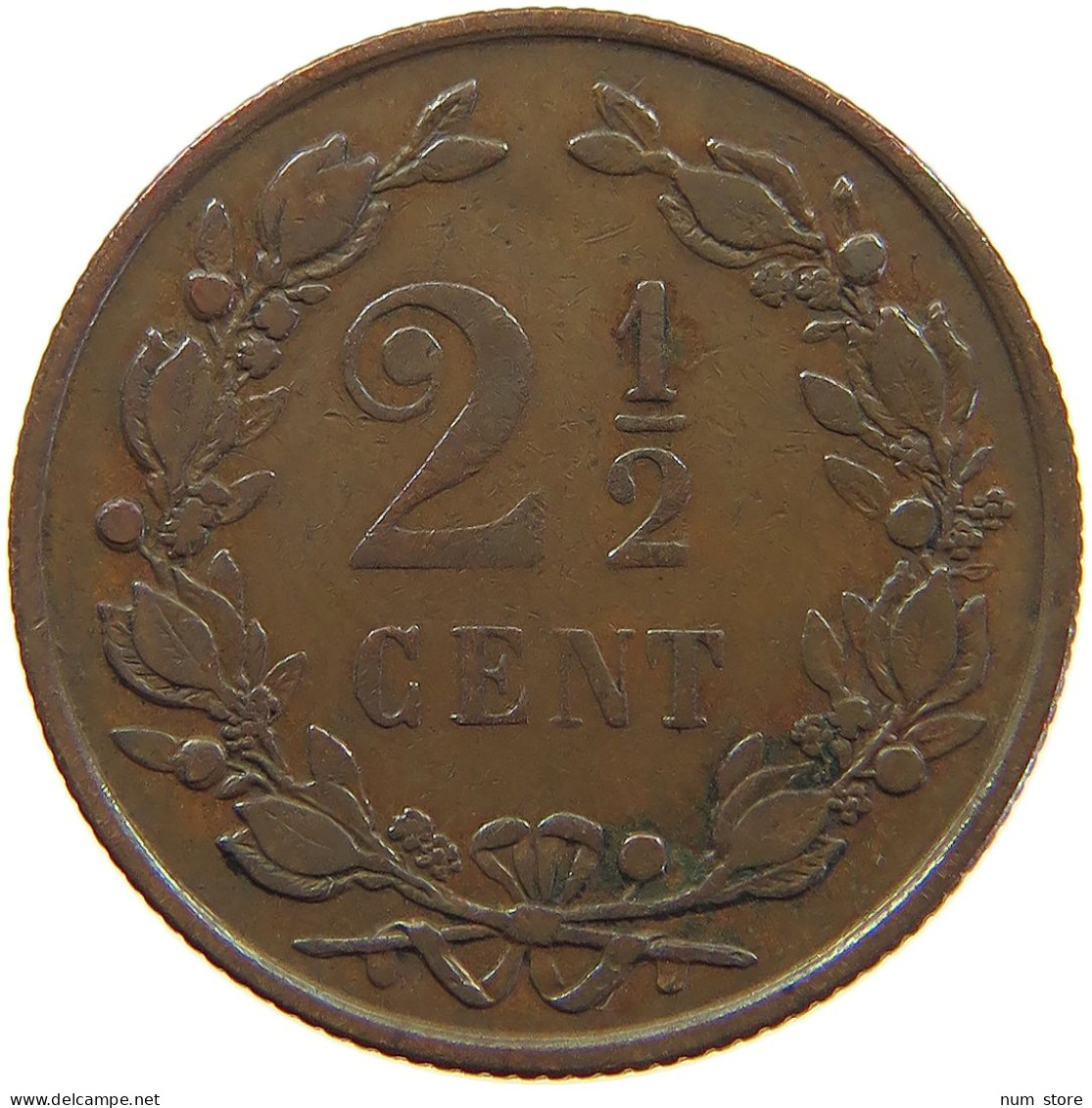 NETHERLANDS 2 1/2 CENTS 1890 Wilhelmina 1890-1948 #a062 0551 - 2.5 Centavos