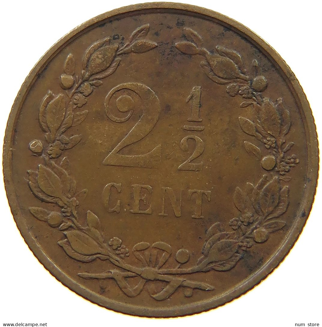 NETHERLANDS 2 1/2 CENTS 1890 Wilhelmina 1890-1948 #a011 0557 - 2.5 Cent