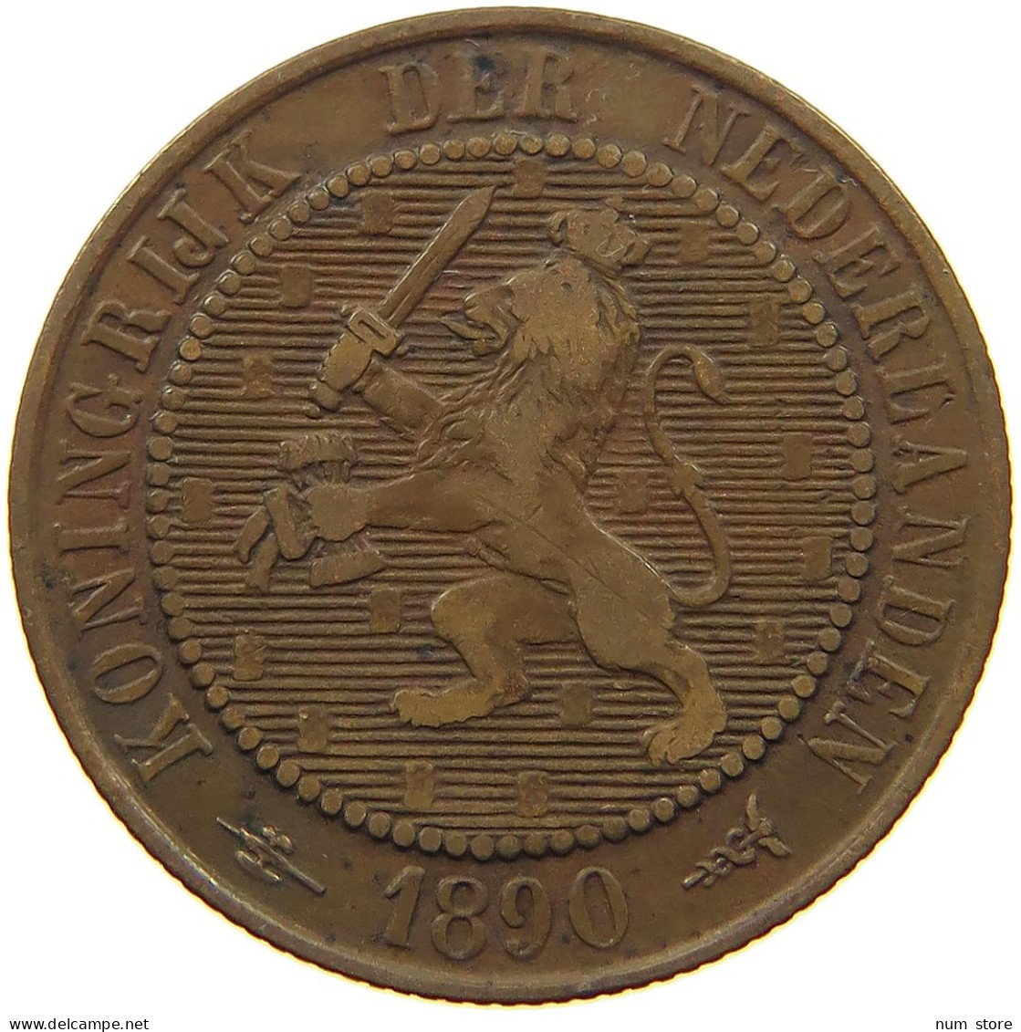 NETHERLANDS 2 1/2 CENTS 1890 Wilhelmina 1890-1948 #a011 0557 - 2.5 Cent