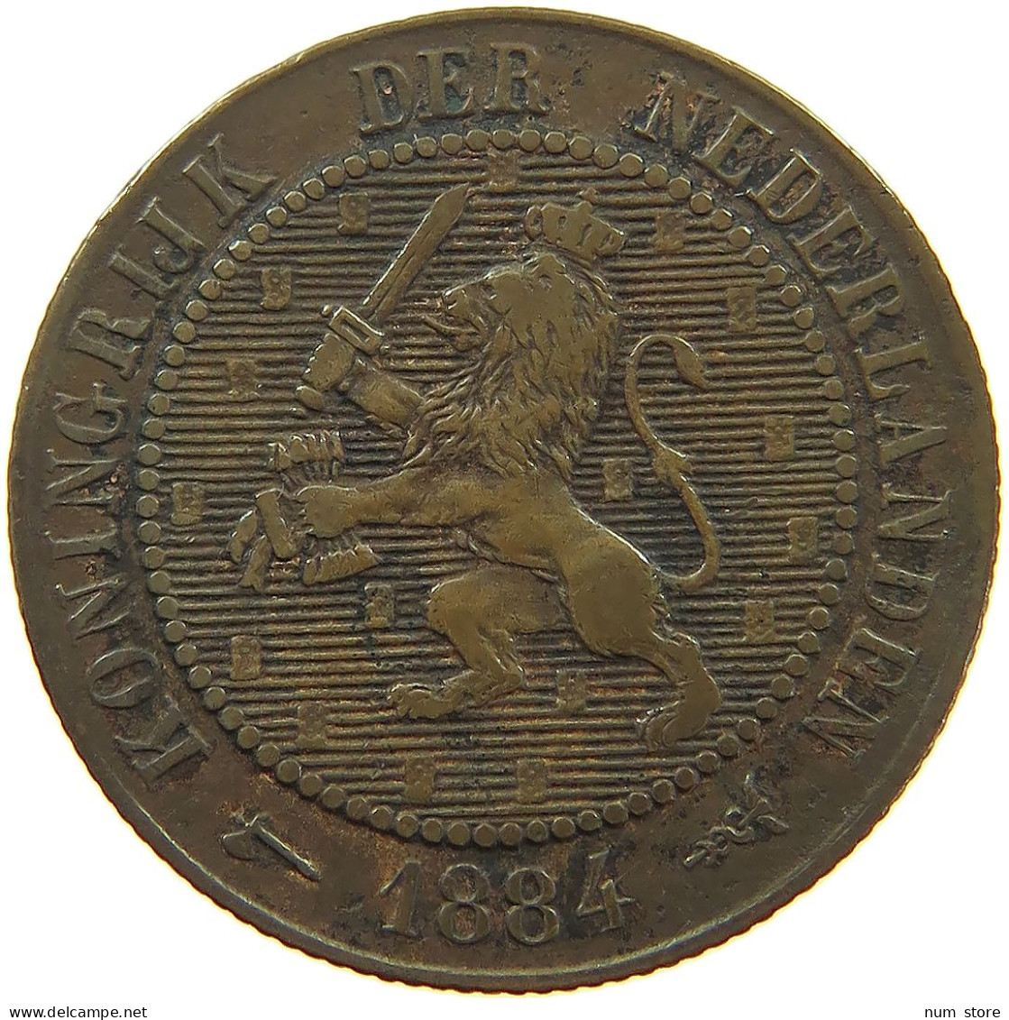 NETHERLANDS 2 1/2 CENTS 1884 Willem III. 1849-1890 #s076 0233 - 1849-1890 : Willem III