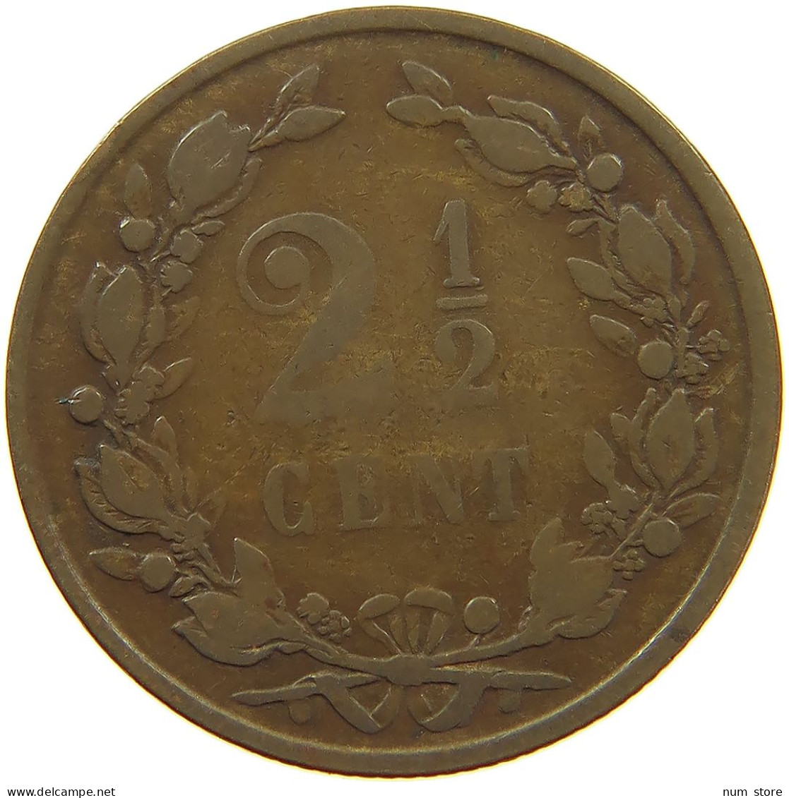 NETHERLANDS 2 1/2 CENTS 1883 Willem III. 1849-1890 RARE #s076 0235 - 1849-1890 : Willem III