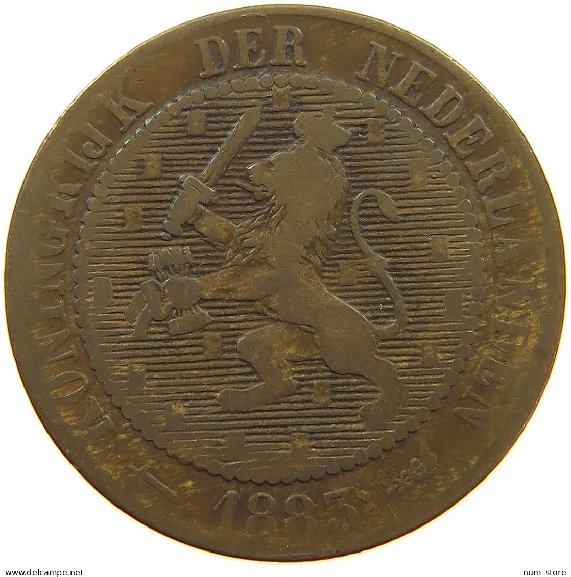 NETHERLANDS 2 1/2 CENTS 1883 Willem III. 1849-1890 RARE #s076 0235 - 1849-1890 : Willem III