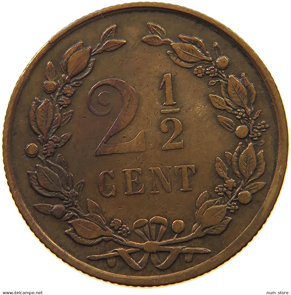 NETHERLANDS 2 1/2 CENTS 1877 Willem III. 1849-1890 #s050 0355 - 1849-1890: Willem III.