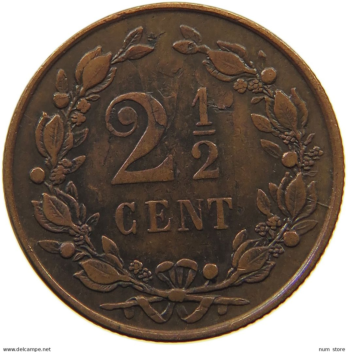 NETHERLANDS 2 1/2 CENTS 1877 Willem III. 1849-1890 #s050 0363 - 1849-1890 : Willem III