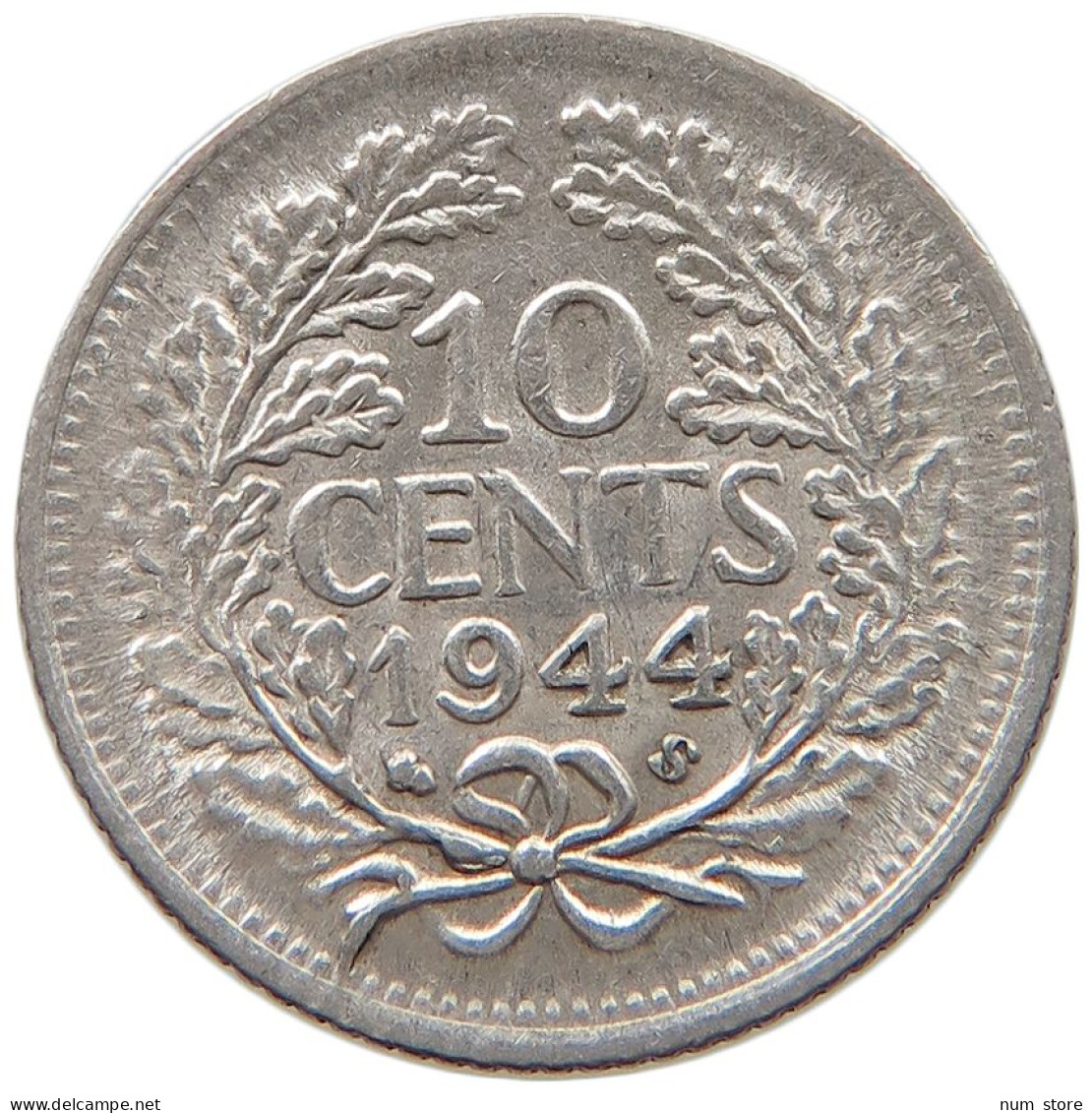 NETHERLANDS 10 CENTS 1944 S Wilhelmina 1890-1948 #c018 0325 - 10 Cent