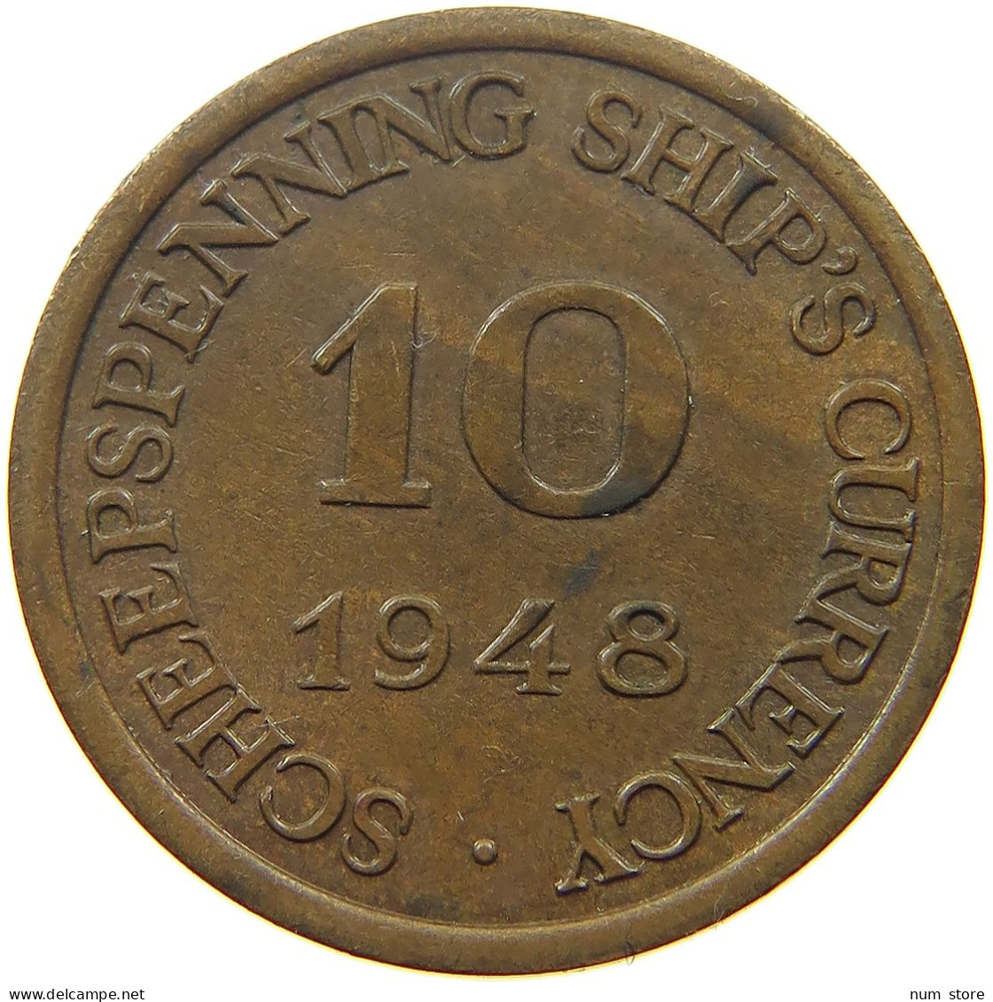 NETHERLANDS 10 CENTS 1948 Wilhelmina 1890-1948 HOLLAND AMERIKA LIJN #s052 0107 - 10 Cent