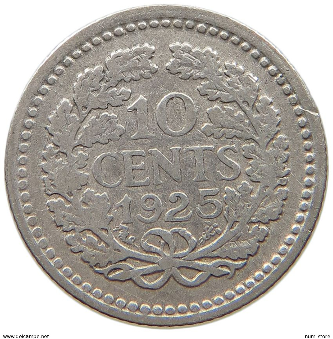 NETHERLANDS 10 CENTS 1925 Wilhelmina 1890-1948 #c040 0663 - 10 Centavos