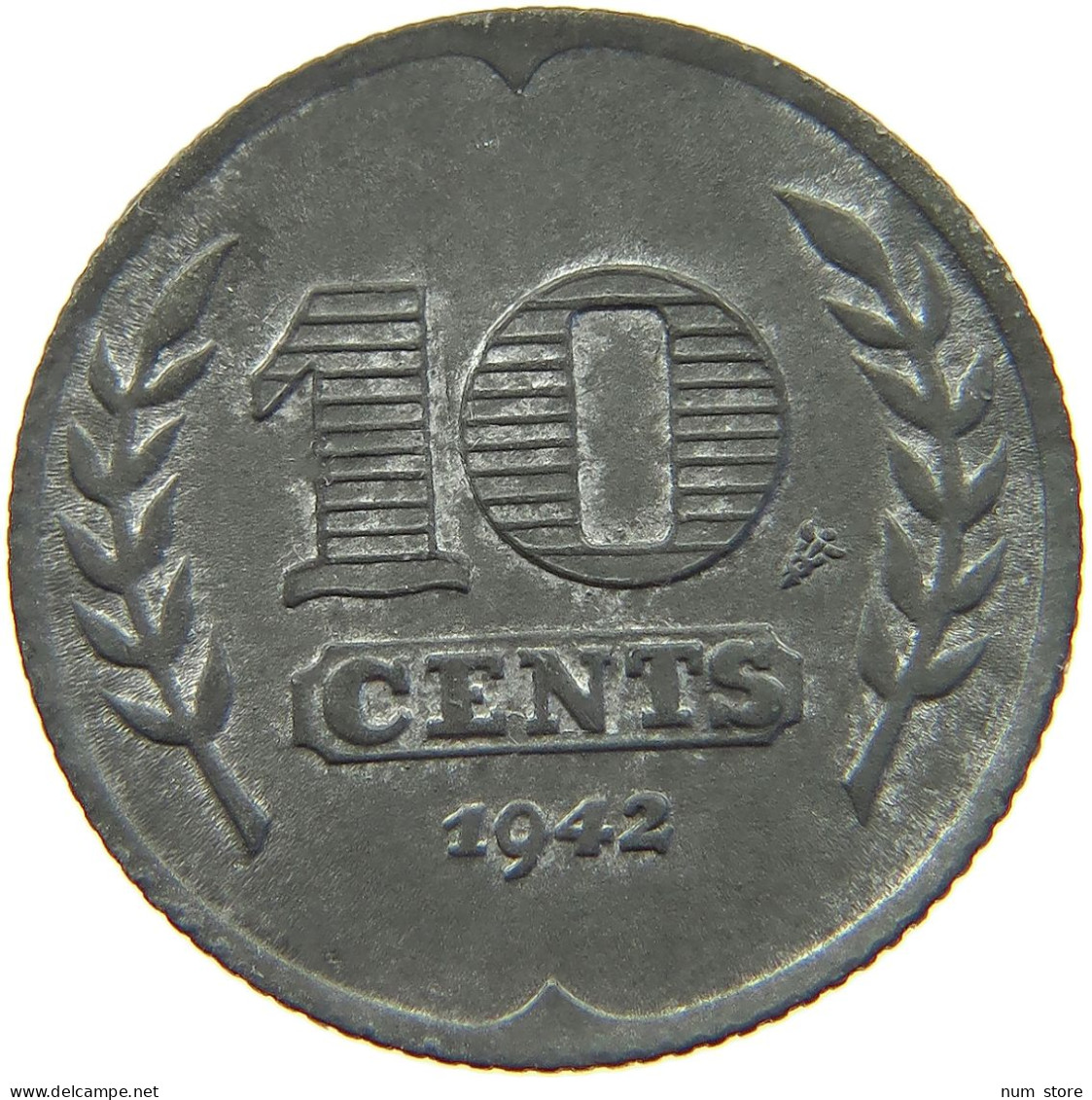 NETHERLANDS 10 CENTS 1942 Wilhelmina 1890-1948 #a006 0299 - 10 Centavos