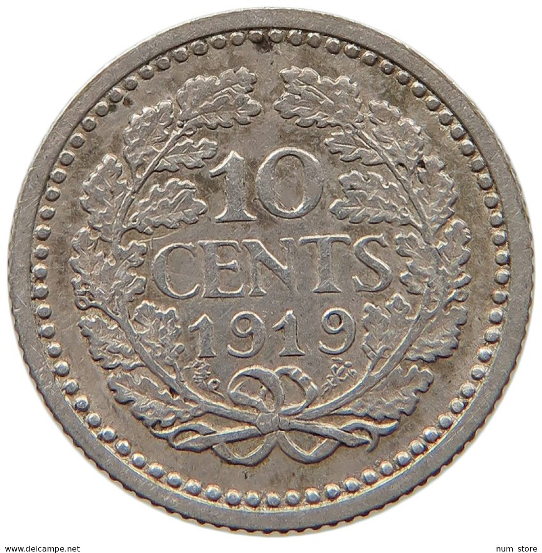 NETHERLANDS 10 CENTS 1919 Wilhelmina 1890-1948 #s017 0153 - 10 Cent