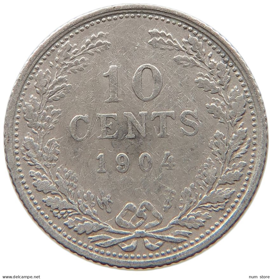 NETHERLANDS 10 CENTS 1904 Wilhelmina 1890-1948 #s031 0279 - 10 Centavos