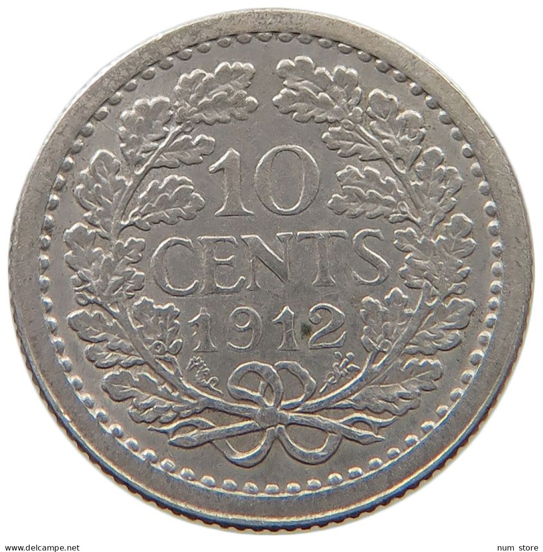 NETHERLANDS 10 CENTS 1912 Wilhelmina 1890-1948 #a045 0937 - 10 Cent