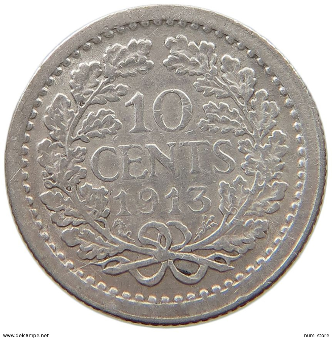 NETHERLANDS 10 CENTS 1913 Wilhelmina 1890-1948 #a004 0427 - 10 Cent