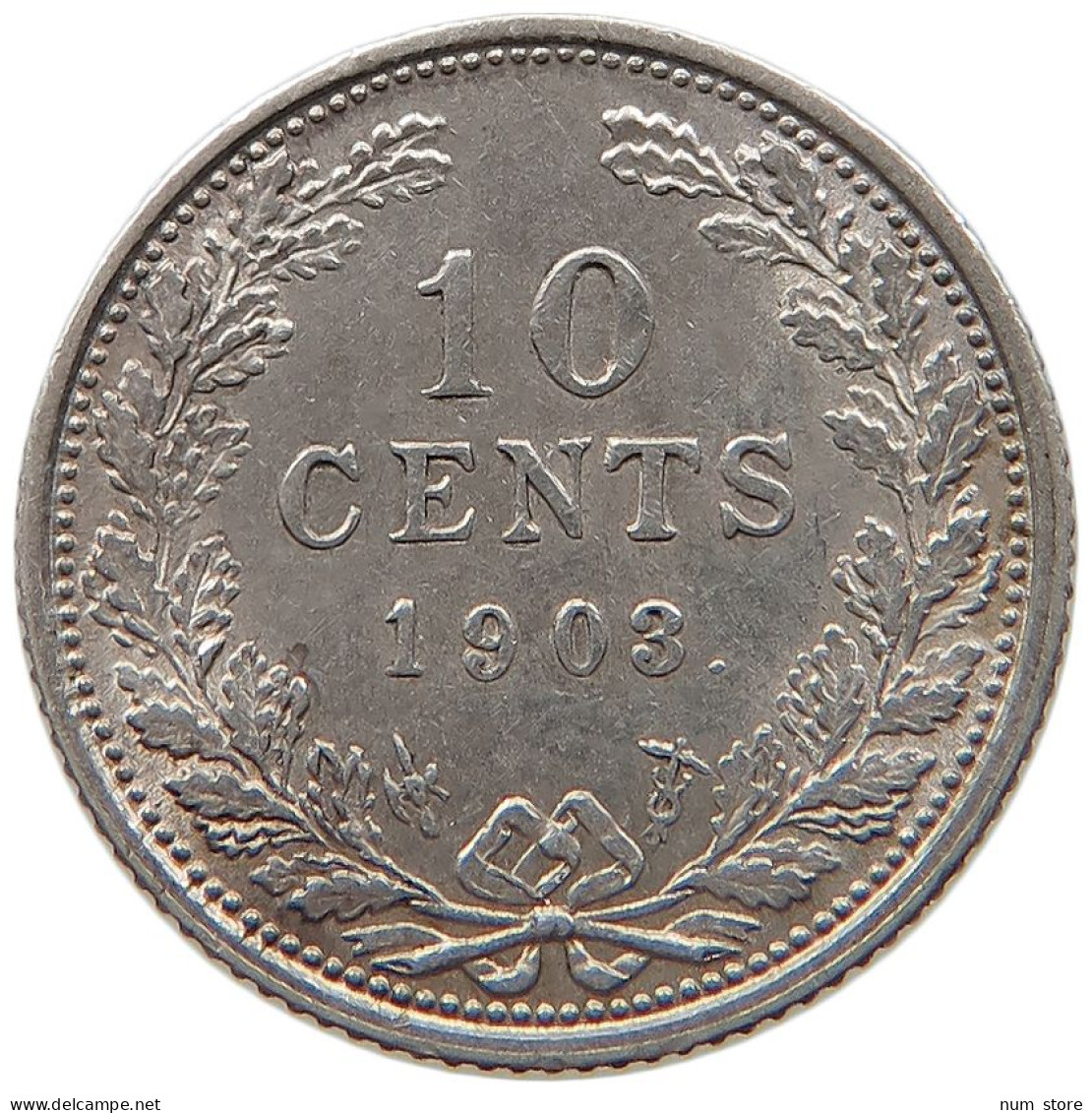 NETHERLANDS 10 CENTS 1903 Wilhelmina 1890-1948 #t143 0649 - 10 Centavos