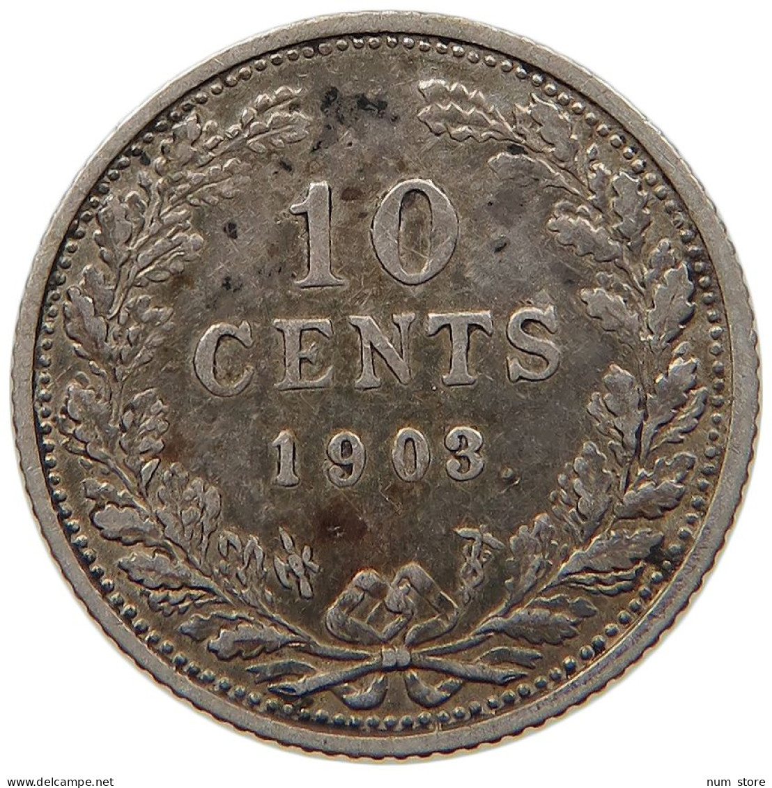 NETHERLANDS 10 CENTS 1903 Wilhelmina 1890-1948 #s017 0171 - 10 Centavos