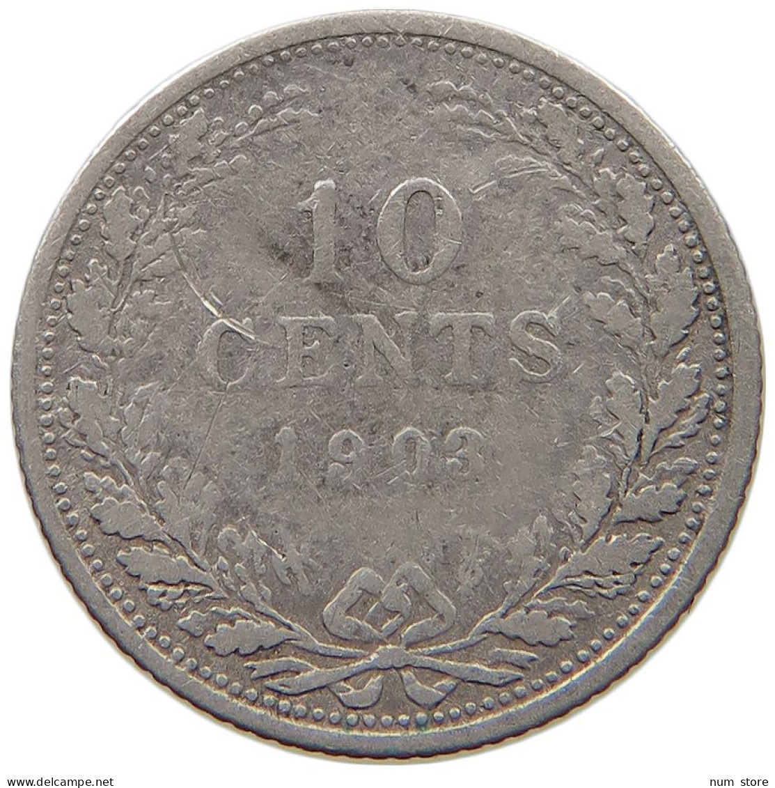 NETHERLANDS 10 CENTS 1903 Wilhelmina 1890-1948 #c025 0215 - 10 Cent