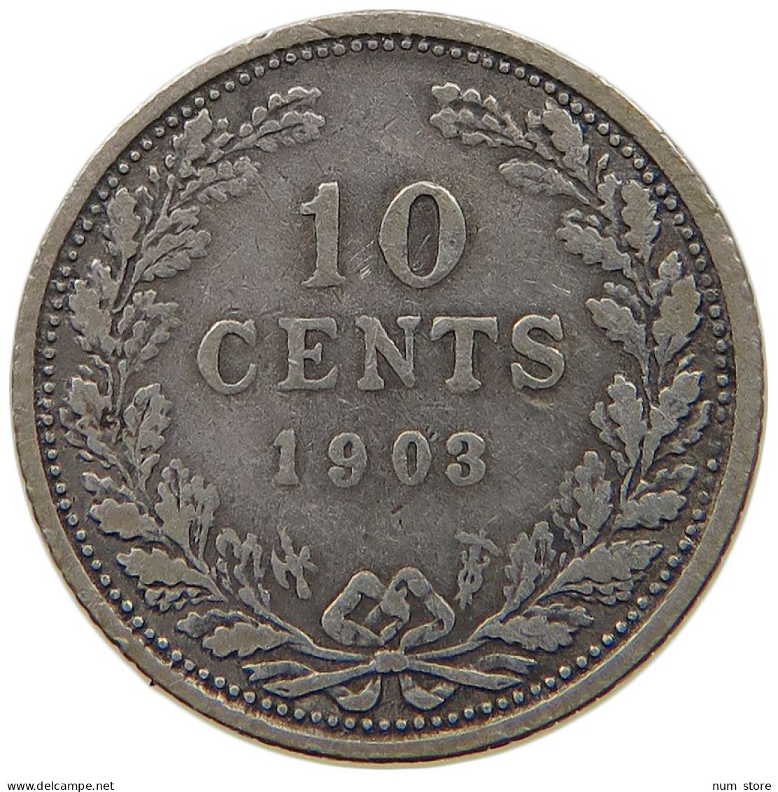 NETHERLANDS 10 CENTS 1903 Wilhelmina 1890-1948 #a091 0915 - 10 Cent