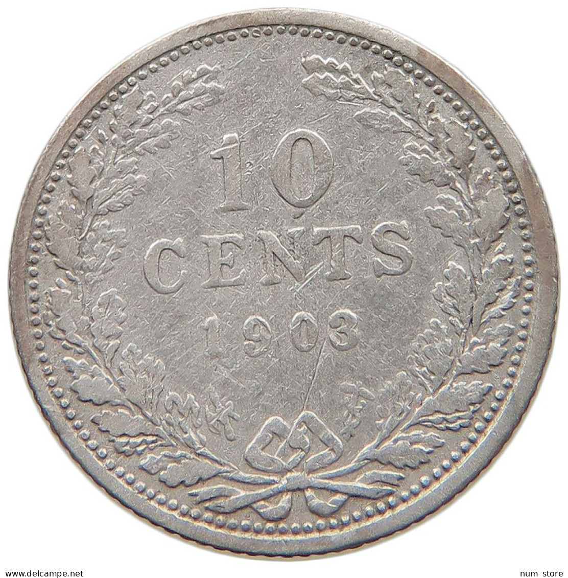 NETHERLANDS 10 CENTS 1903 Wilhelmina 1890-1948 #c041 0099 - 10 Cent