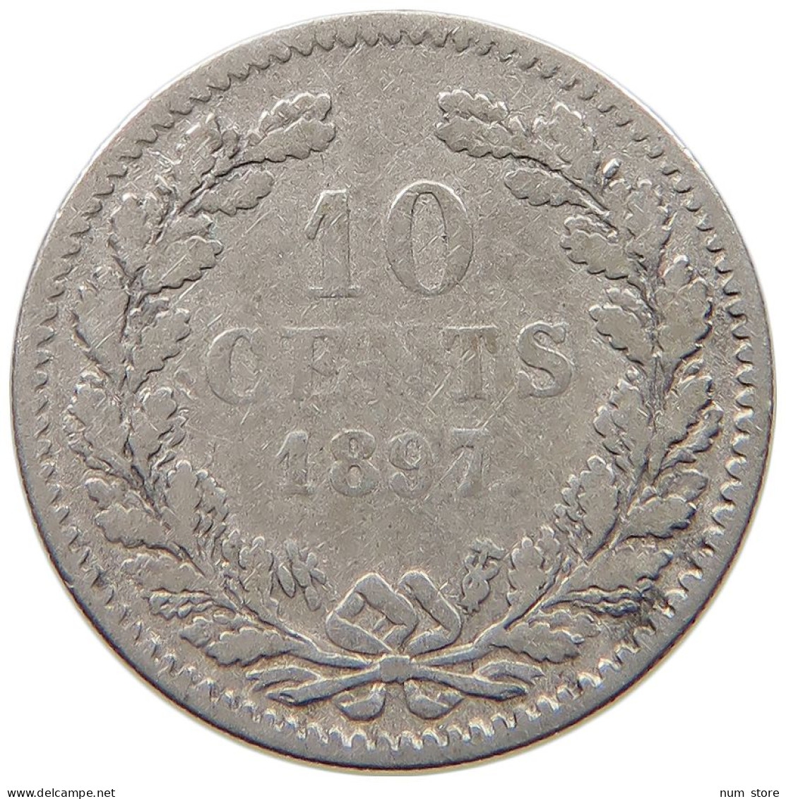 NETHERLANDS 10 CENTS 1897 Wilhelmina 1890-1948 #a033 0237 - 10 Centavos