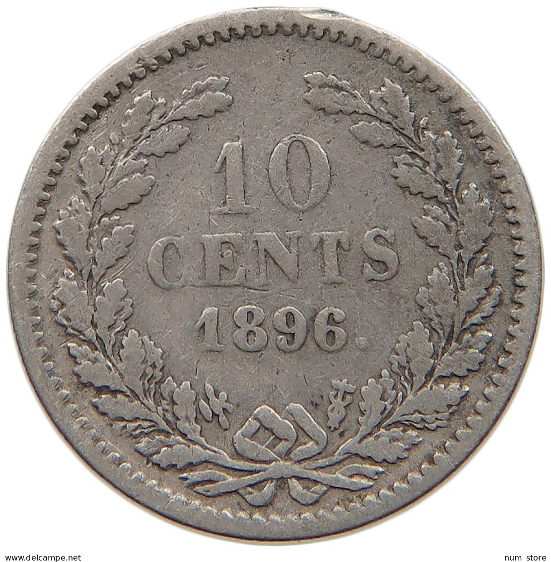 NETHERLANDS 10 CENTS 1896 Wilhelmina 1890-1948 #c004 0063 - 10 Centavos