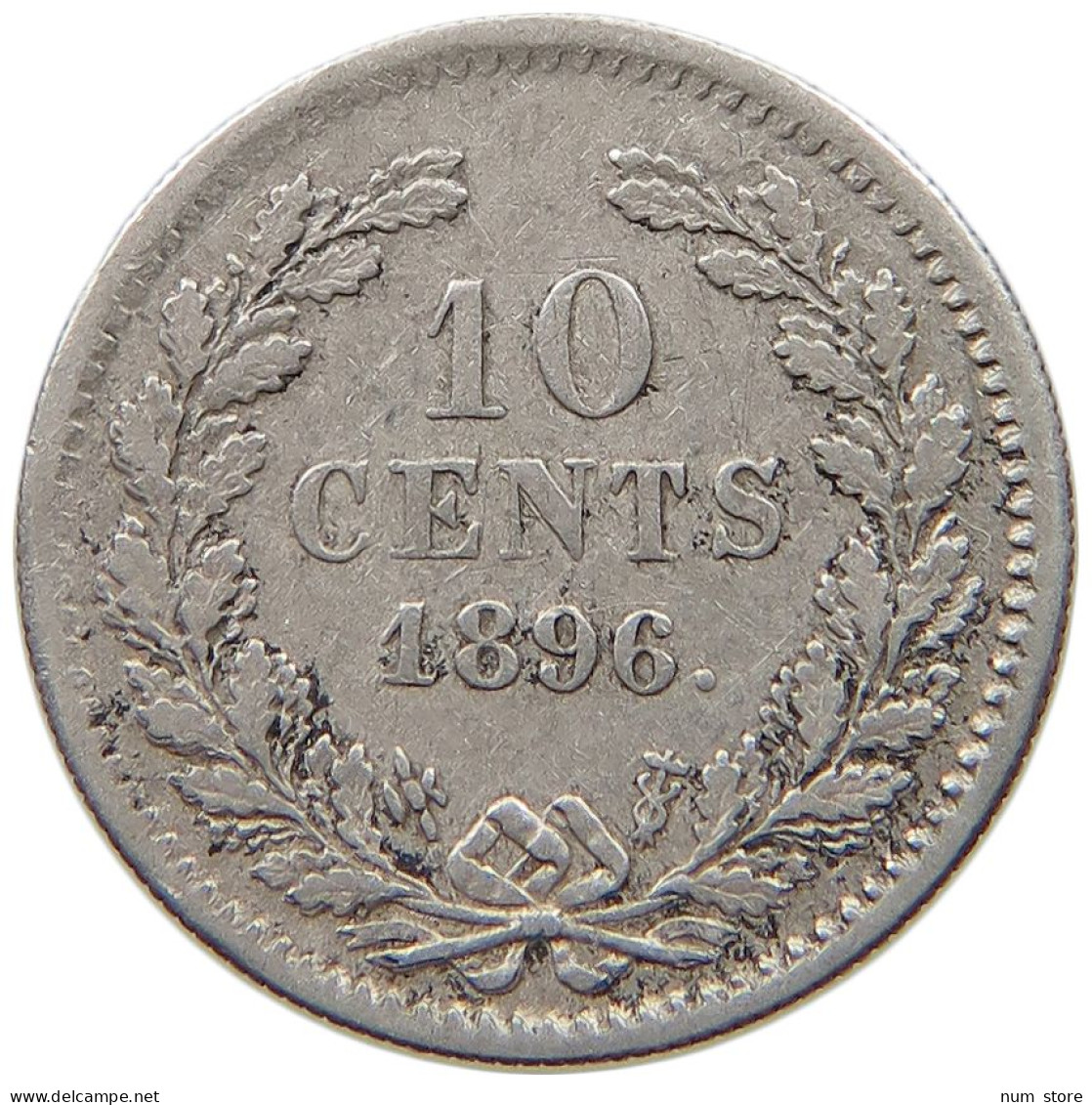 NETHERLANDS 10 CENTS 1896 Wilhelmina 1890-1948 #t098 0057 - 10 Cent