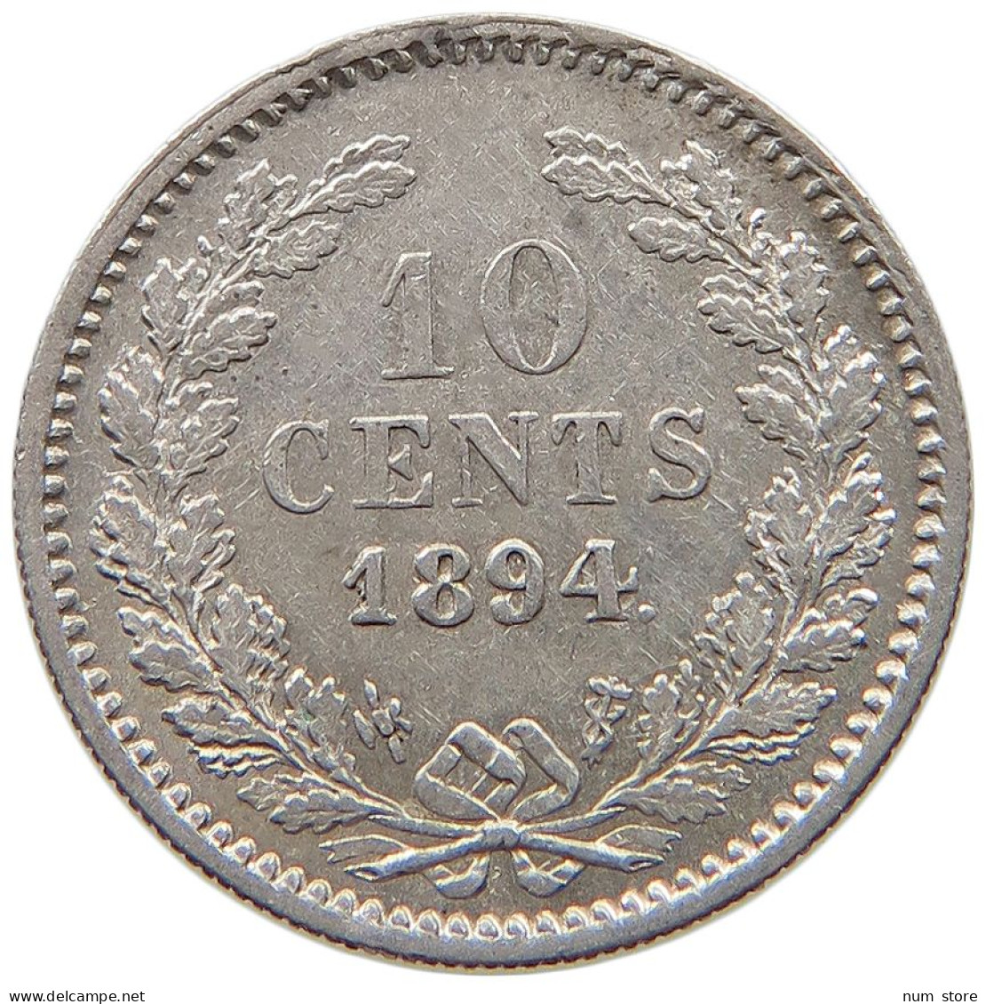 NETHERLANDS 10 CENTS 1894 Wilhelmina 1890-1948 #t113 0135 - 10 Cent