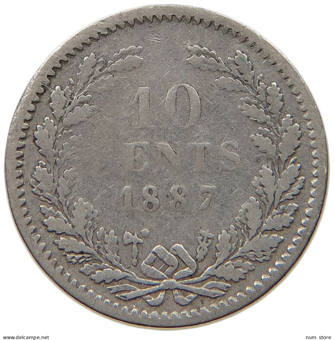 NETHERLANDS 10 CENTS 1887 Willem III. 1849-1890 #c032 0491 - 1849-1890 : Willem III