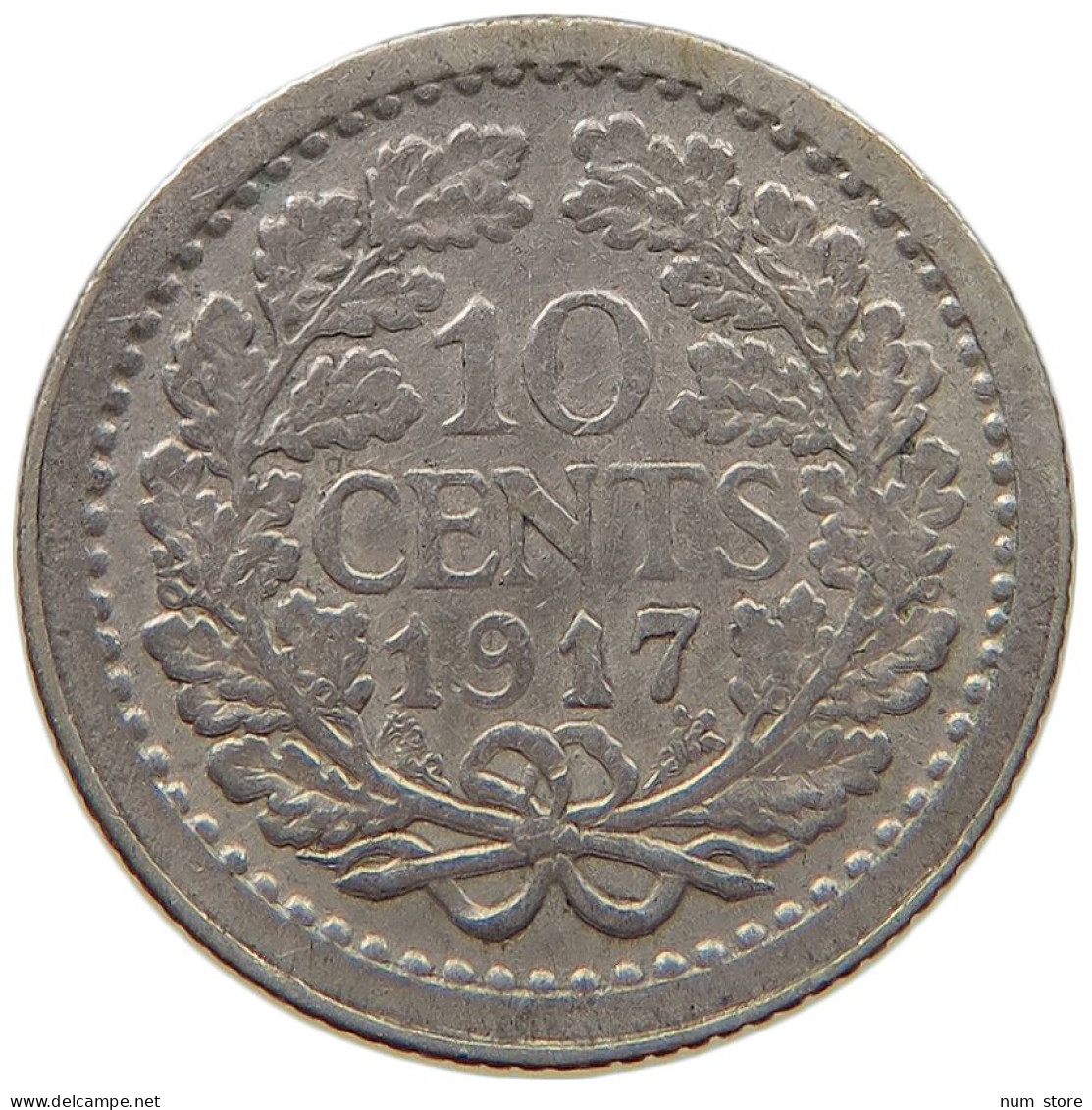 NETHERLANDS 10 CENTS 1917 Wilhelmina 1890-1948 #c057 0309 - 10 Cent