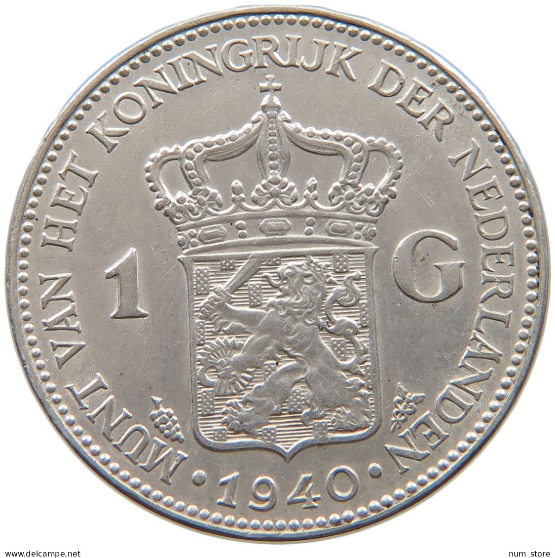 NETHERLANDS GULDEN 1940 Wilhelmina 1890-1948 #t161 0009 - 1 Gulden