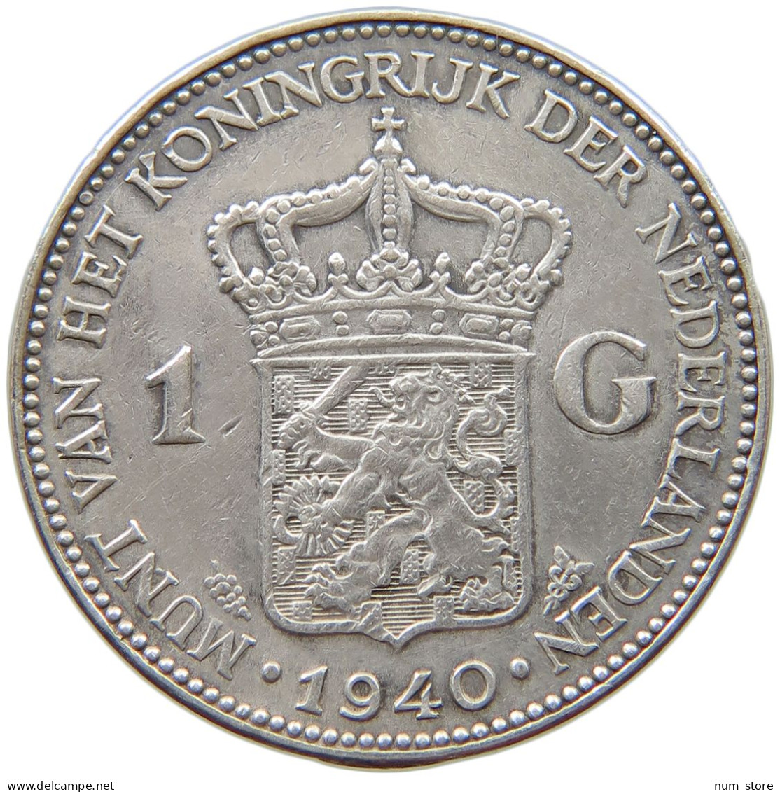 NETHERLANDS GULDEN 1940 Wilhelmina 1890-1948 #t148 0053 - 1 Gulden