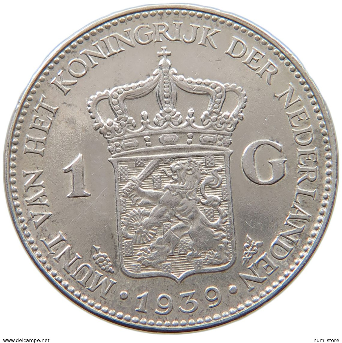 NETHERLANDS GULDEN 1939 Wilhelmina 1890-1948 #t122 0111 - 1 Florín Holandés (Gulden)