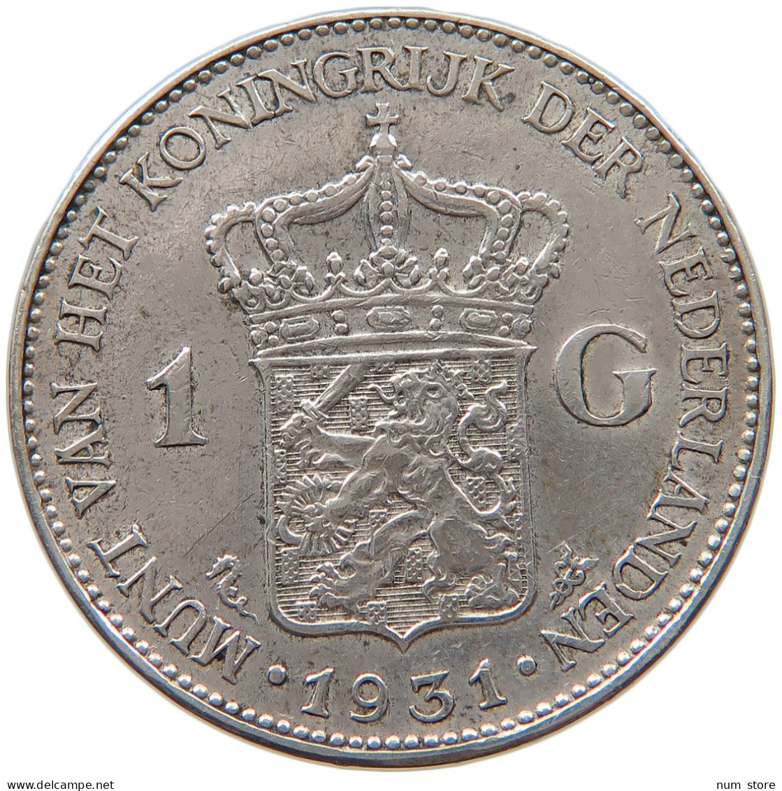 NETHERLANDS GULDEN 1931 Wilhelmina 1890-1948 #t162 0115 - 1 Gulden