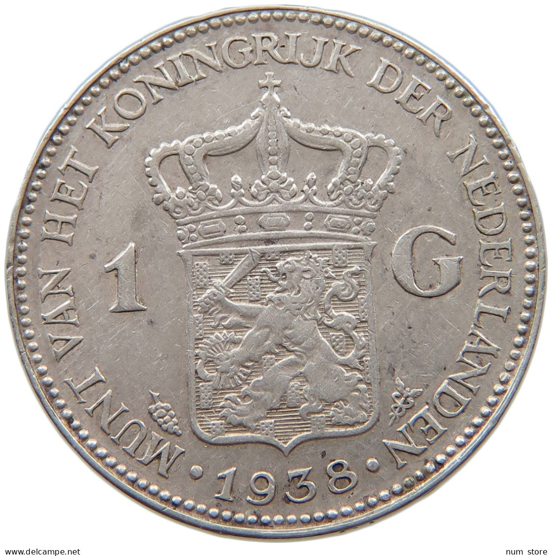 NETHERLANDS GULDEN 1938 Wilhelmina 1890-1948 #t132 0151 - 1 Gulden