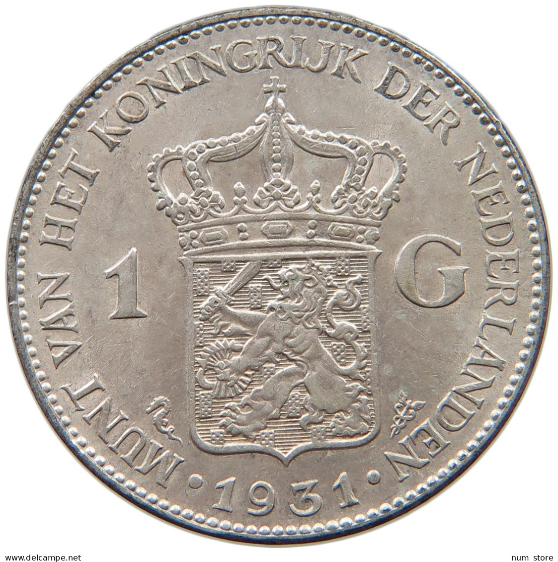 NETHERLANDS GULDEN 1931 Wilhelmina 1890-1948 #t154 0461 - 1 Gulden
