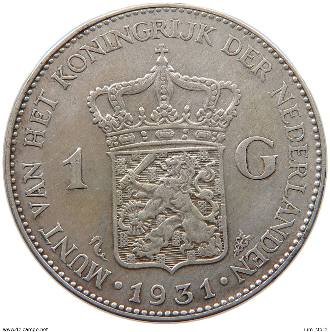 NETHERLANDS GULDEN 1931 Wilhelmina 1890-1948 #s012 0087 - 1 Gulden