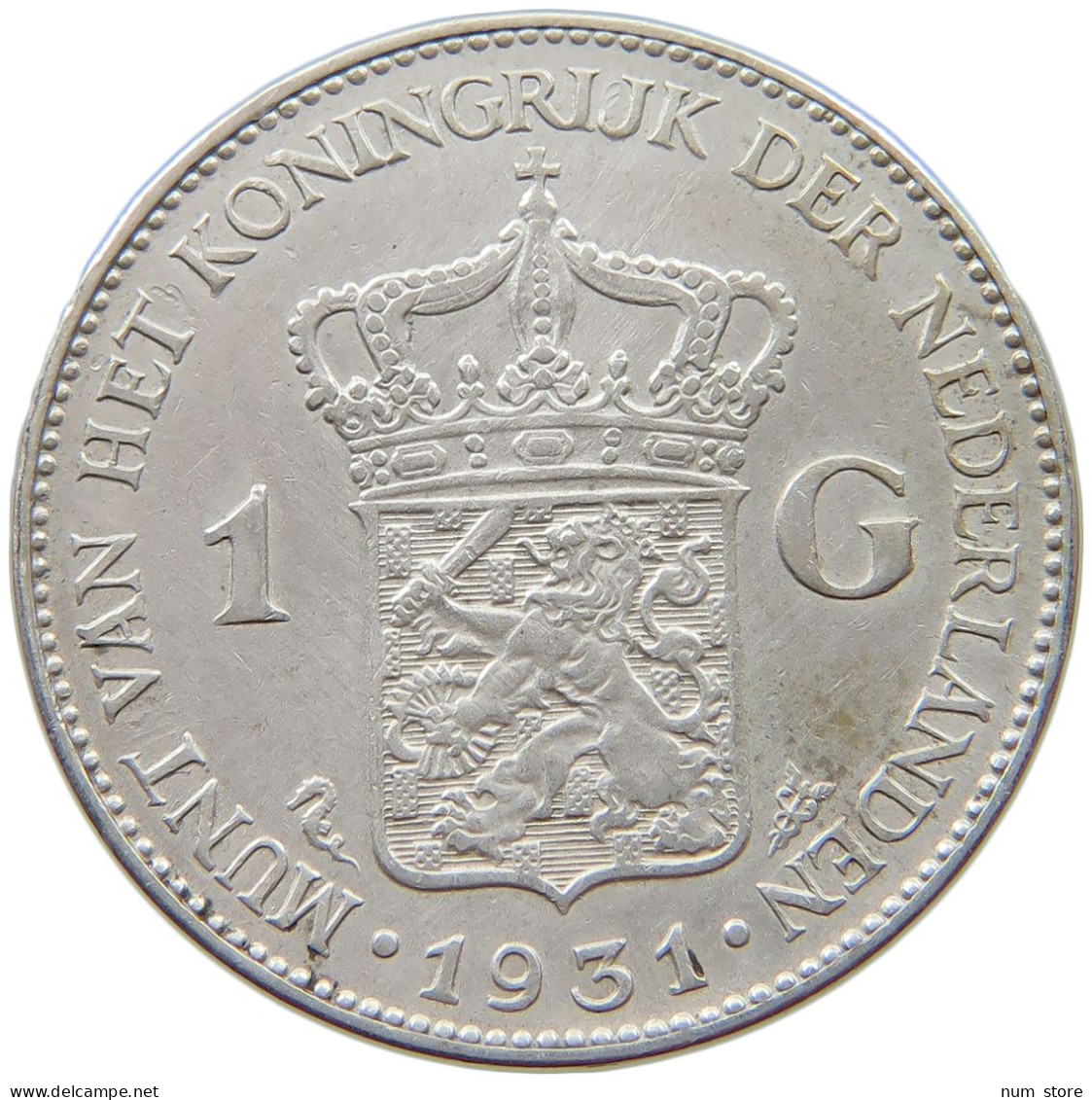 NETHERLANDS GULDEN 1931 Wilhelmina 1890-1948 #s049 0031 - 1 Gulden