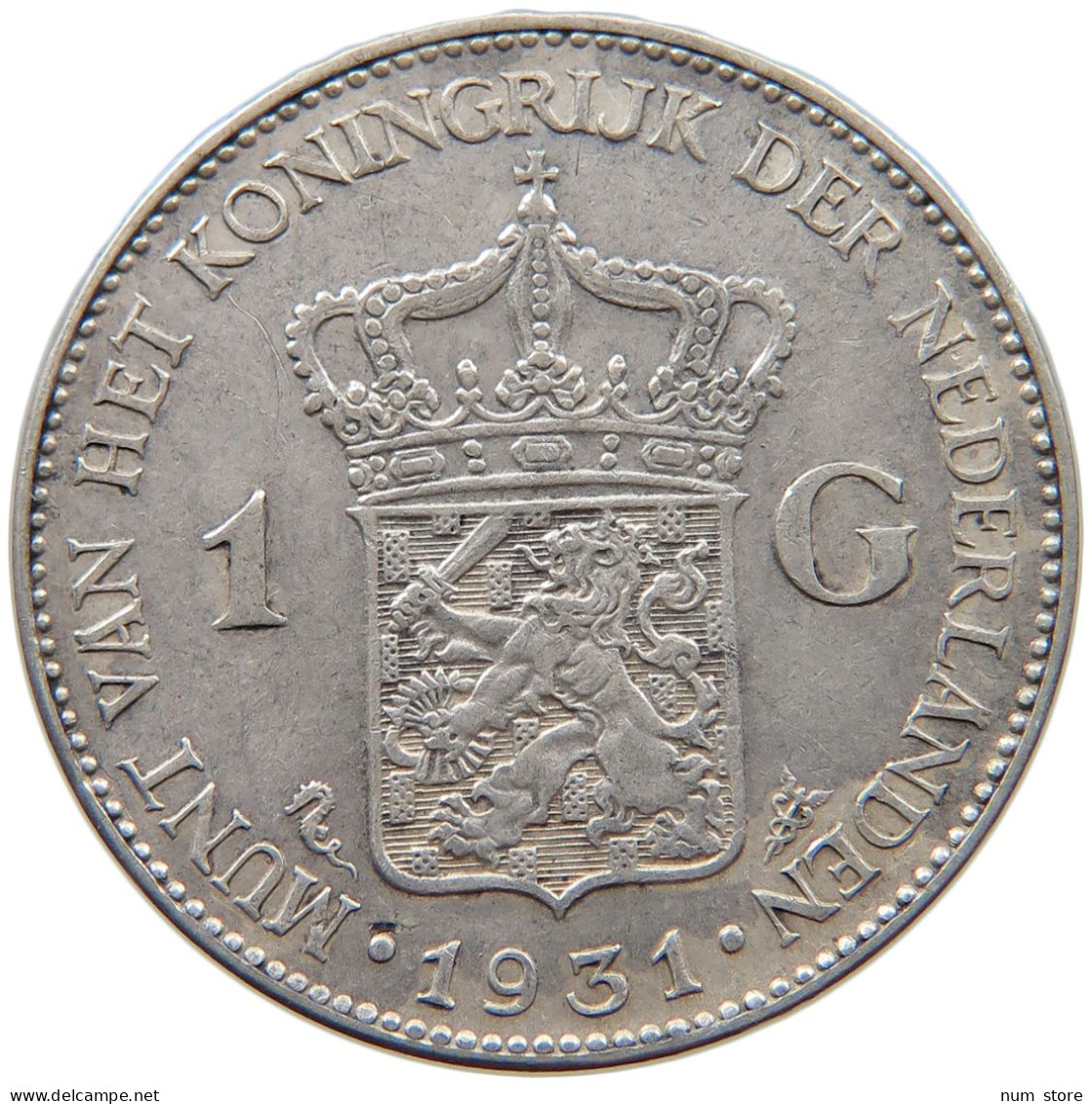 NETHERLANDS GULDEN 1931 Wilhelmina 1890-1948 #c058 0141 - 1 Gulden