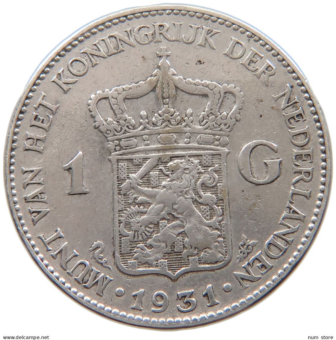 NETHERLANDS GULDEN 1931 Wilhelmina 1890-1948 #a052 0115 - 1 Gulden