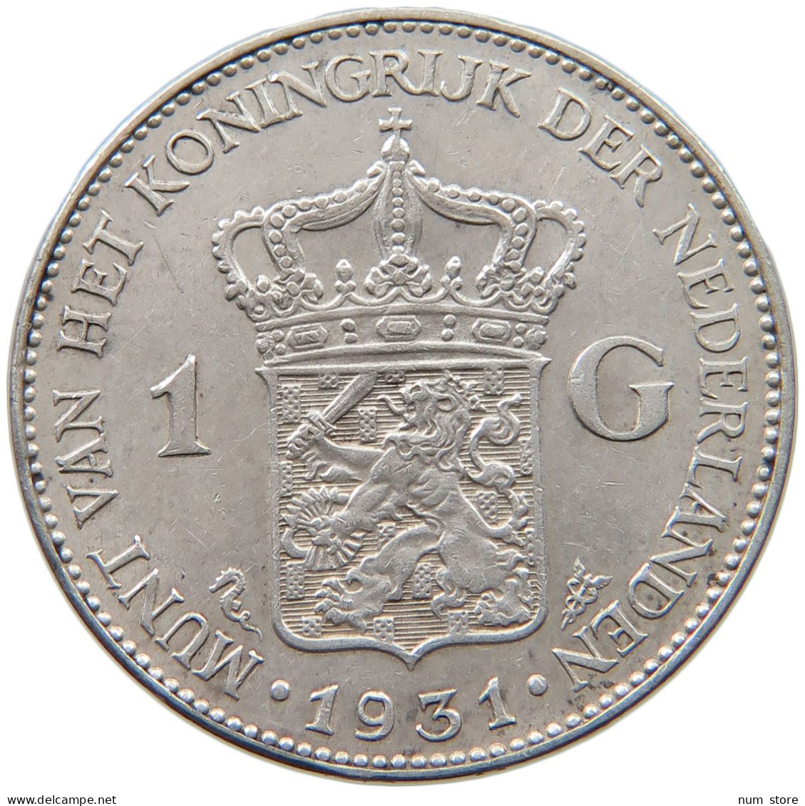 NETHERLANDS GULDEN 1931 Wilhelmina 1890-1948 #a032 0647 - 1 Florín Holandés (Gulden)