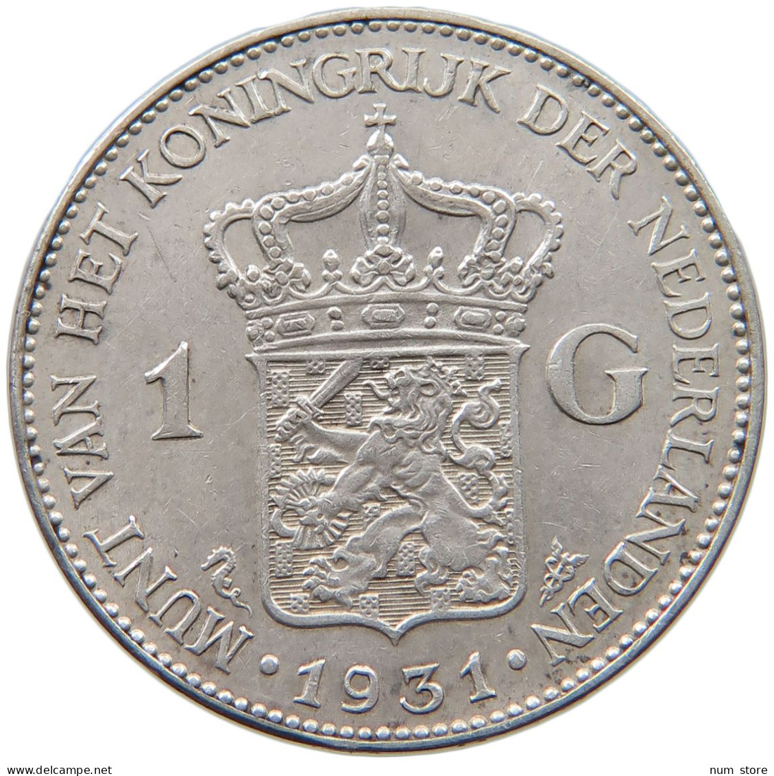 NETHERLANDS GULDEN 1931 Wilhelmina 1890-1948 #a032 0647 - 1 Gulden