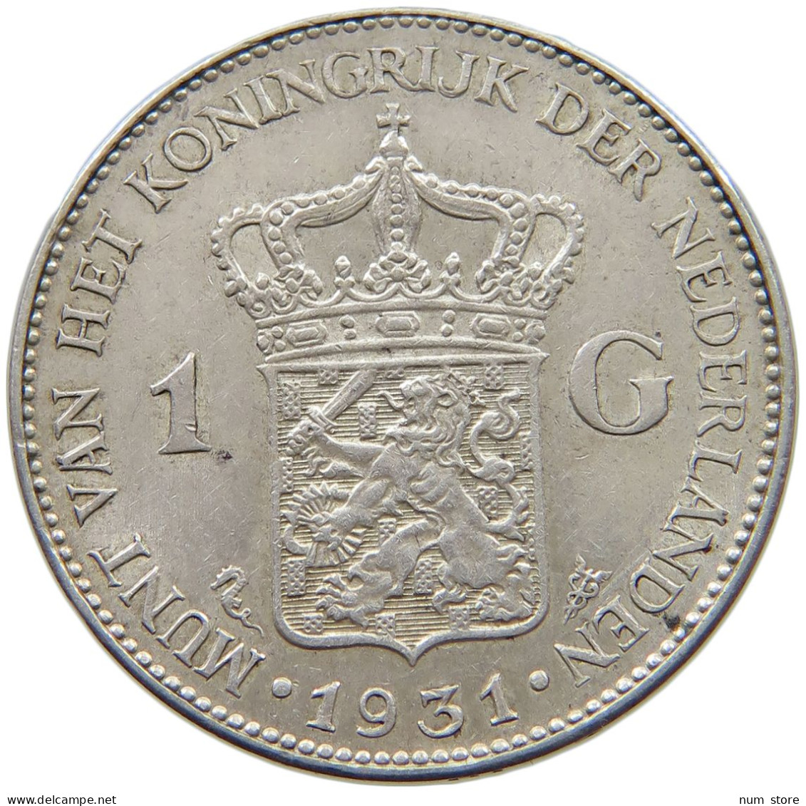 NETHERLANDS GULDEN 1931 Wilhelmina 1890-1948 #c003 0095 - 1 Gulden