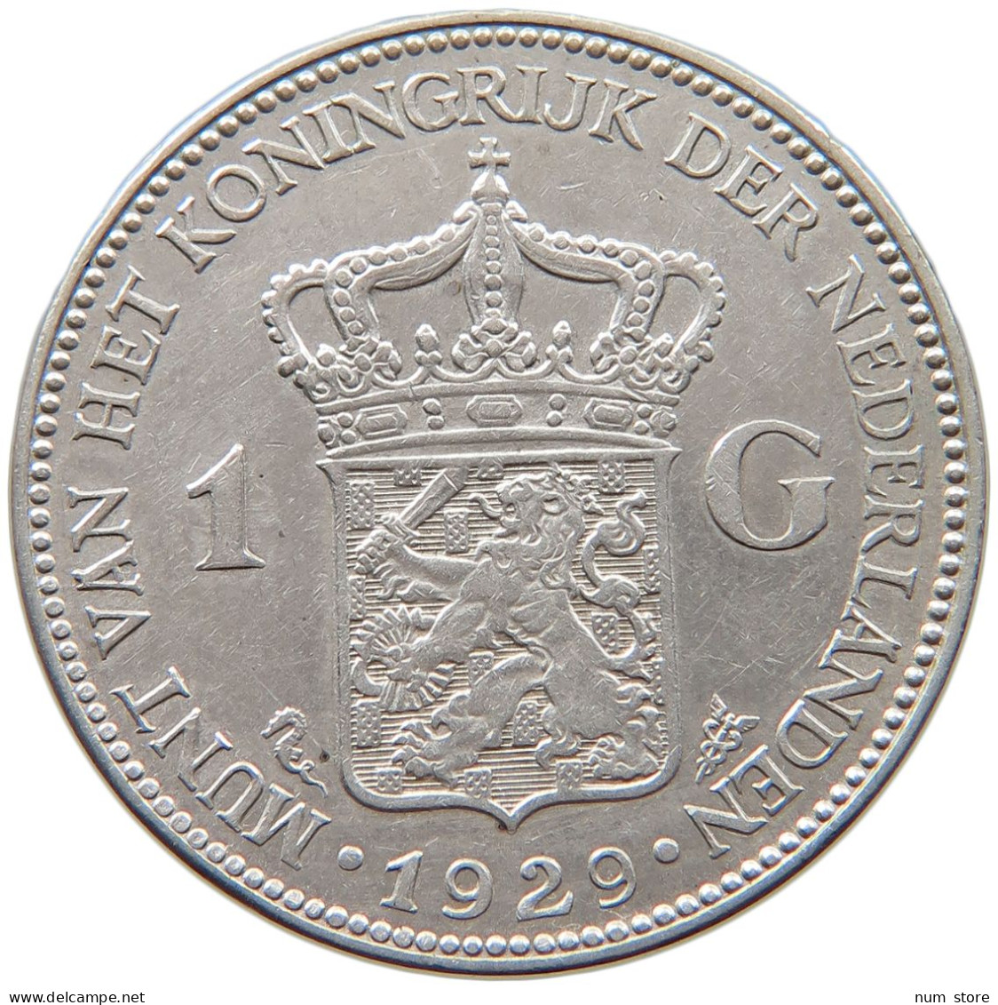 NETHERLANDS GULDEN 1929 Wilhelmina 1890-1948 #s017 0221 - 1 Gulden