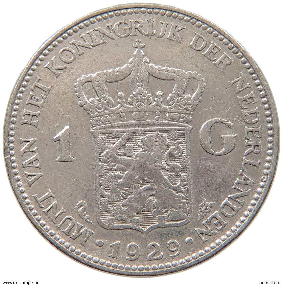 NETHERLANDS GULDEN 1929 Wilhelmina 1890-1948 #c081 0689 - 1 Gulden